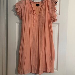 Who What Wear Coral Eyelet Sleeve Blouse